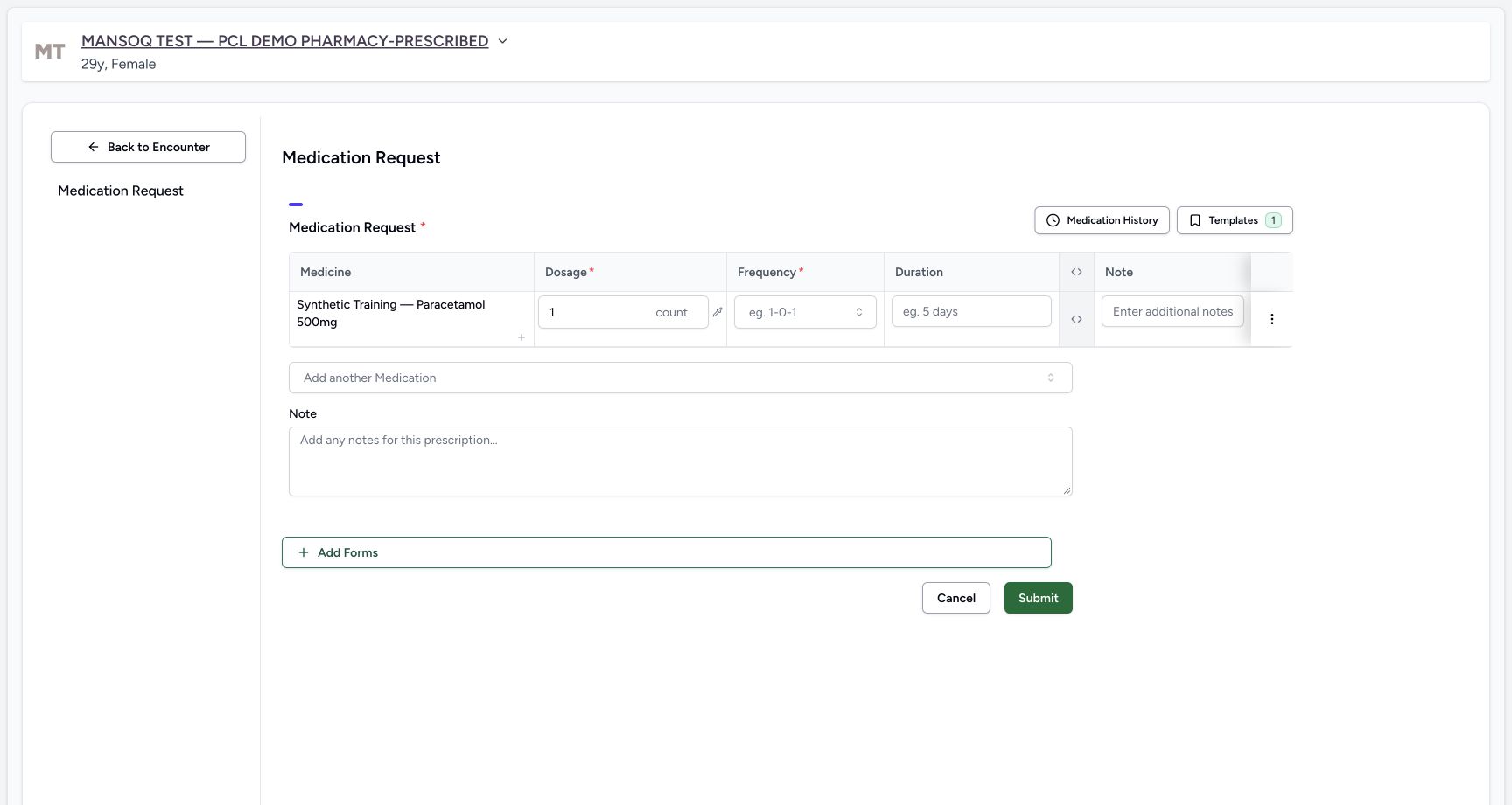 First product defaults in a fictional software-training example