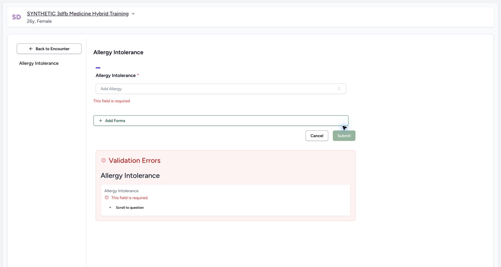 Empty required submit refused on the synthetic training case