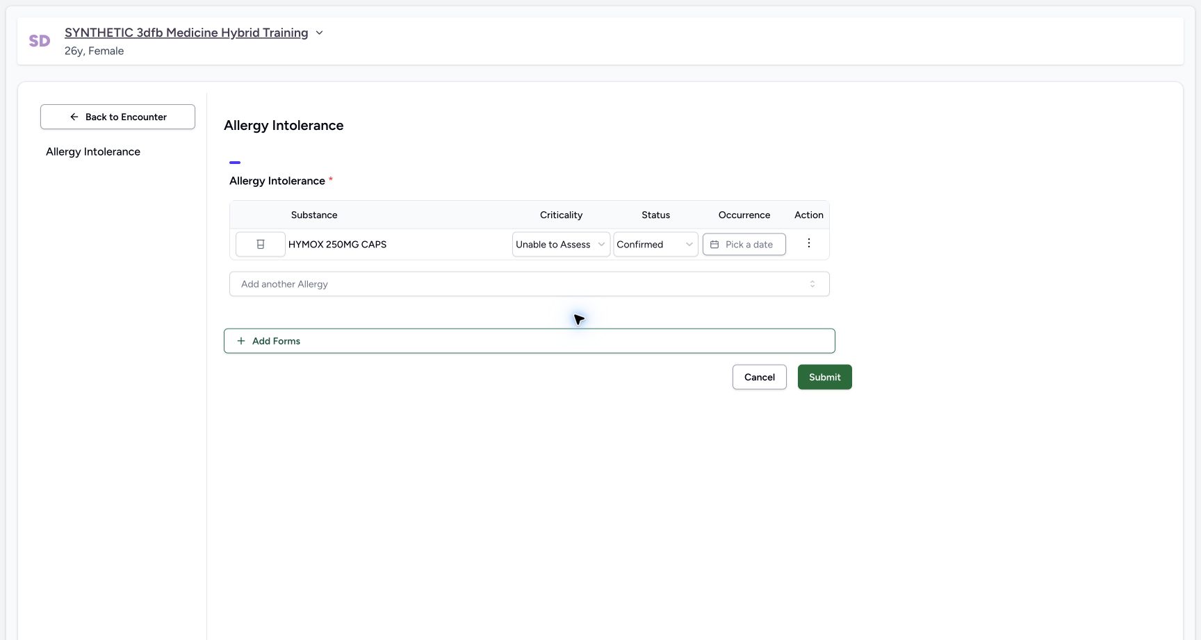 Unable to assess stable on the synthetic training case