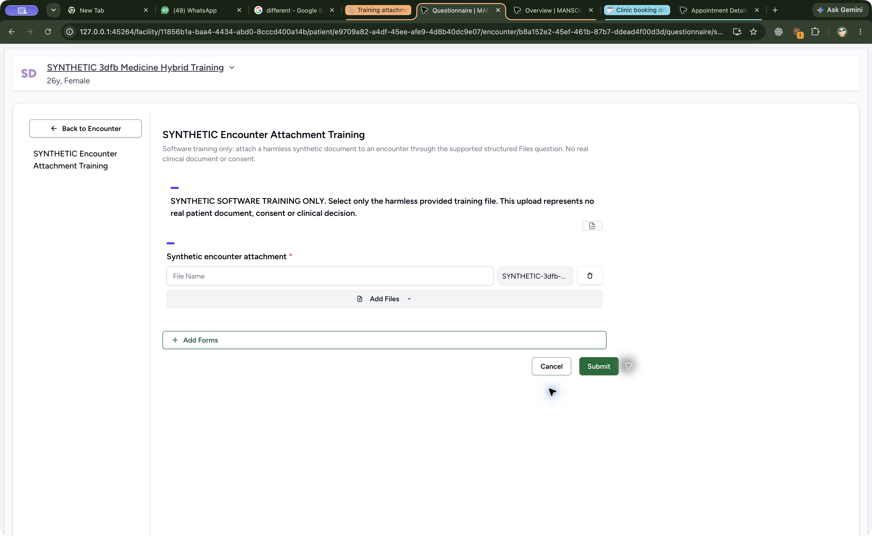 Inspect the selected local PDF before naming it. Genuine wide original MANSOQ Nurse view of an explicitly fictional attachment software exercise.