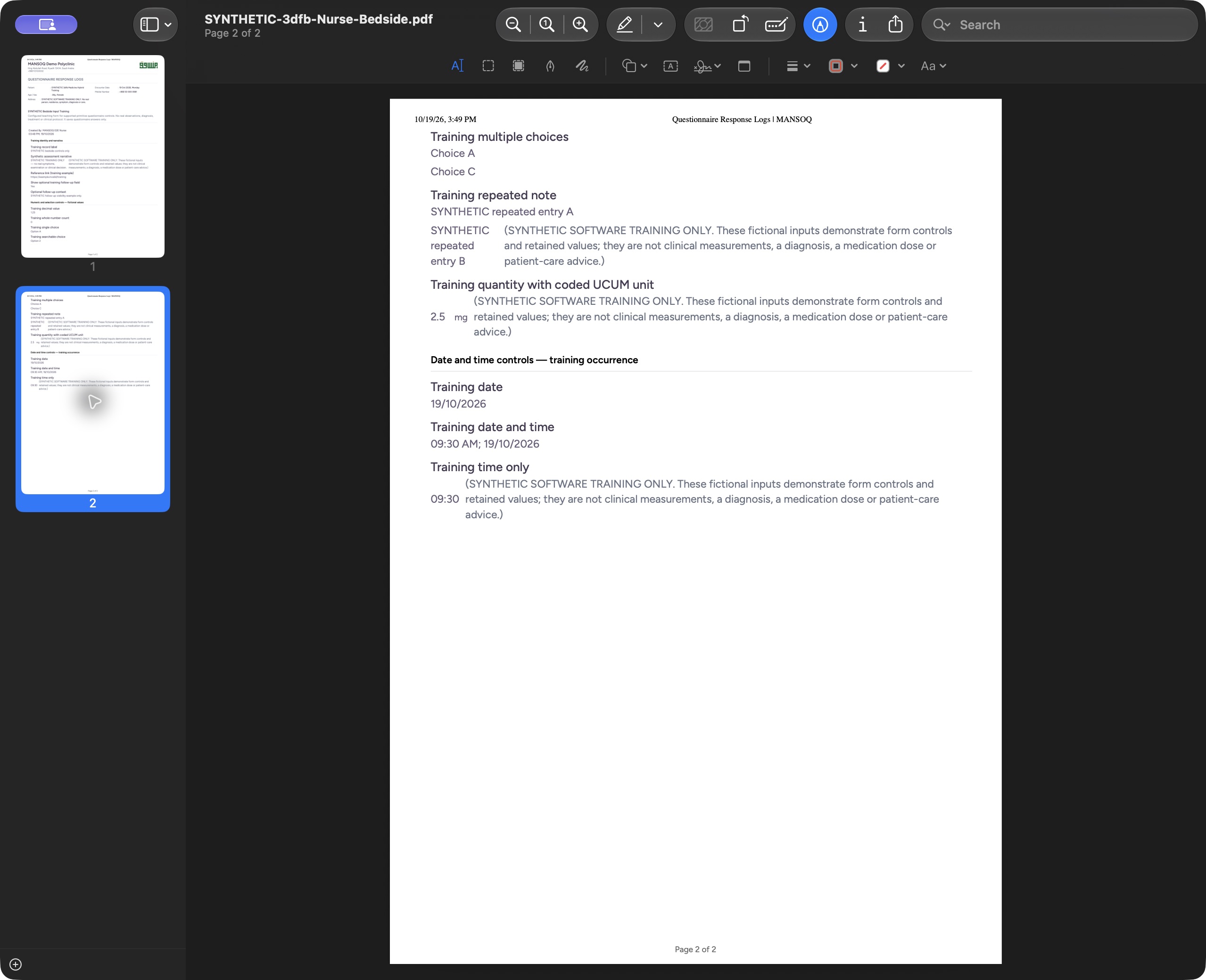 Inspect page two of the saved PDF in macOS Preview. Genuine macOS Preview saved-document viewer.