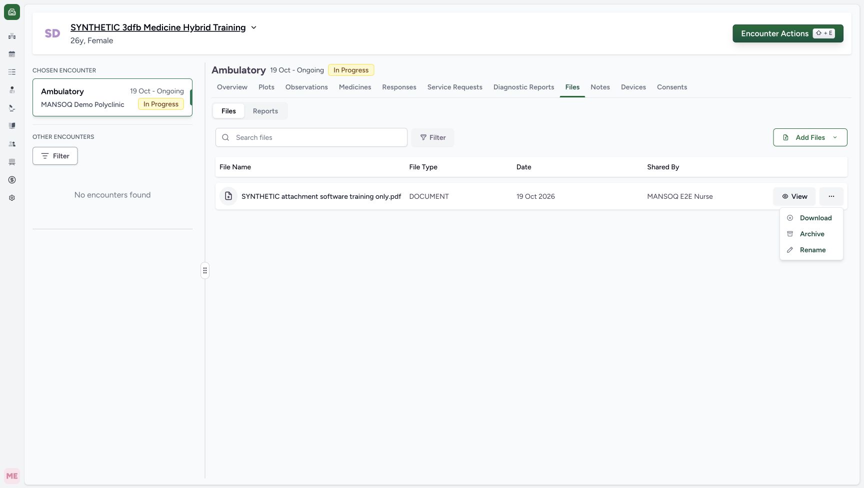Choose the intended saved-file action. Genuine wide MANSOQ web view of an explicitly fictional saved attachment exercise.
