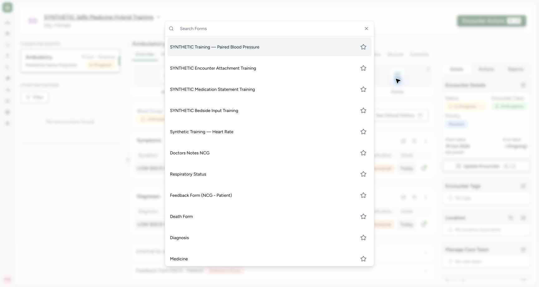 Choose the installed Medication Statement form. Genuine wide MANSOQ ordinary Nurse view of an explicitly fictional reported-medication software-training case.