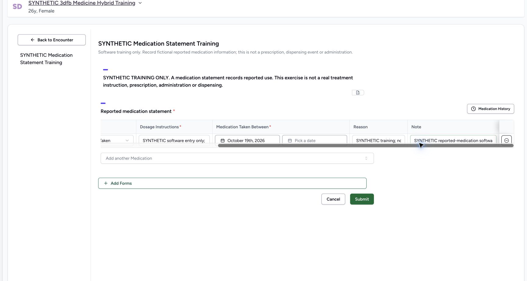Review the fictional reason and note. Genuine wide MANSOQ ordinary Nurse view of an explicitly fictional reported-medication software-training case.