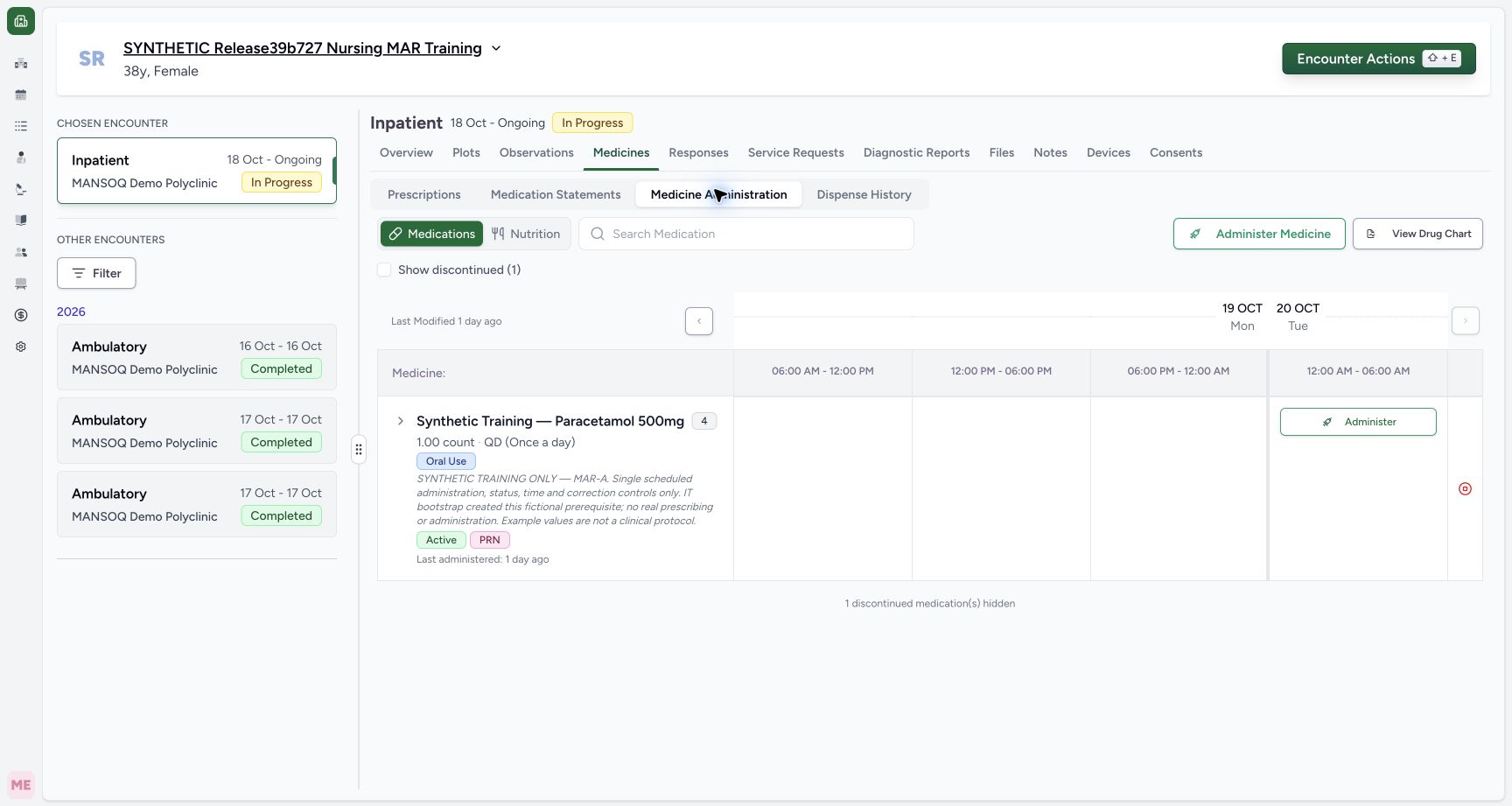 Open the bulk administration sheet in the fictional Nurse mixed-batch software demonstration