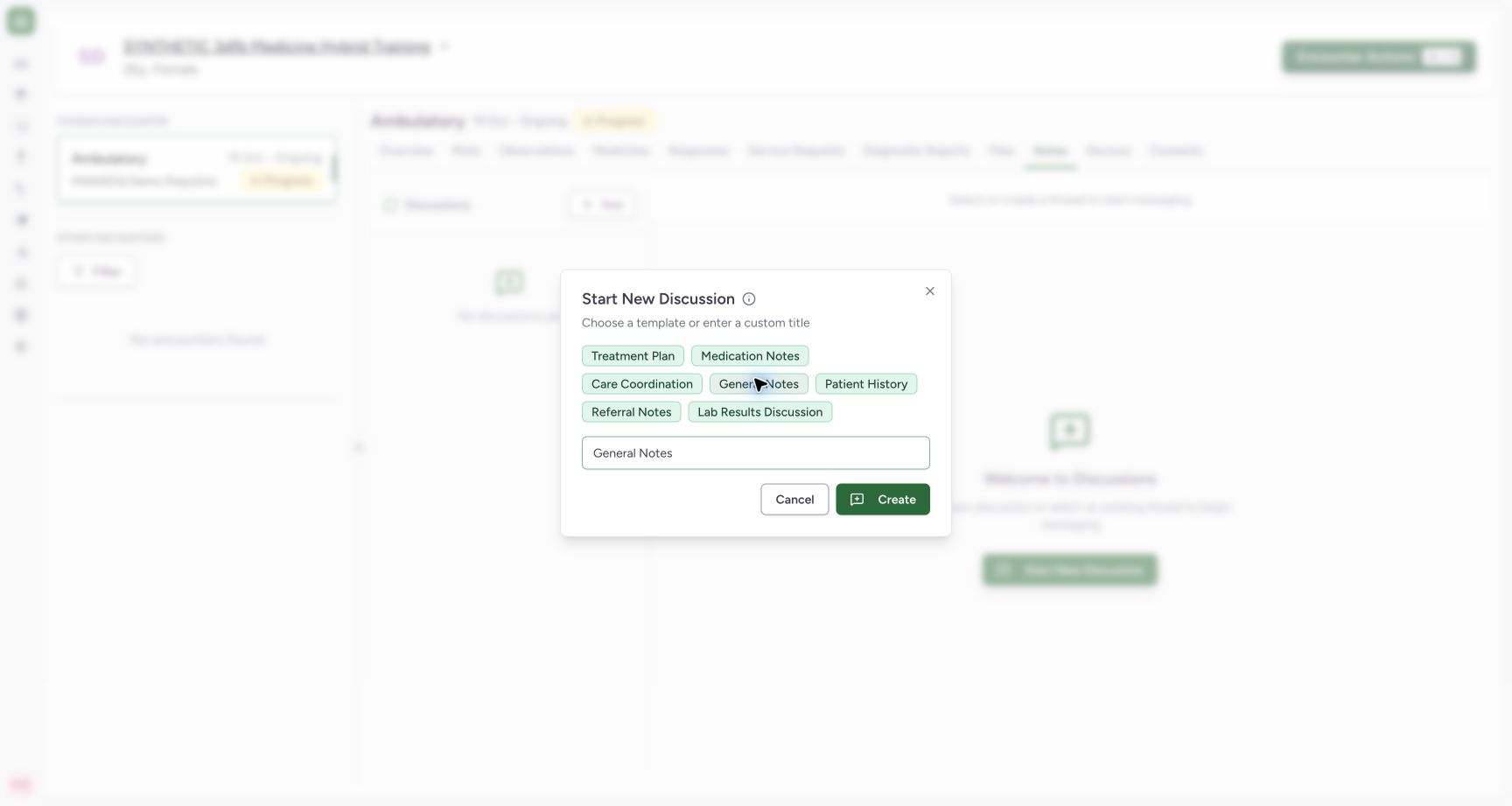 Template populates title unsaved on the synthetic training case