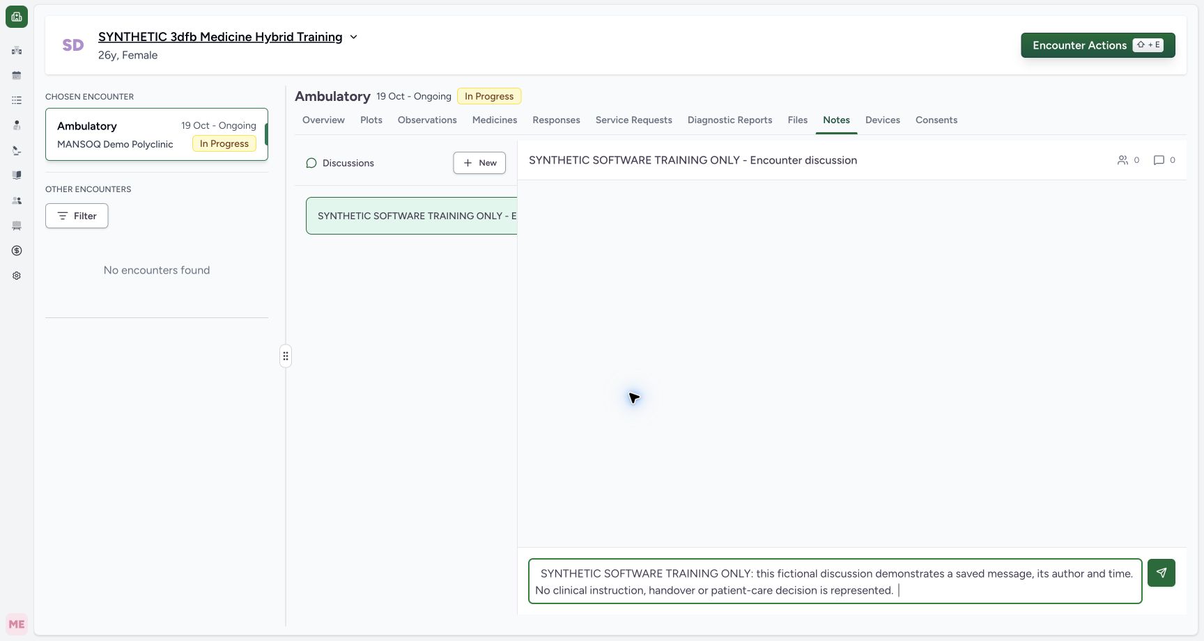 Fixed message with spaces before send on the synthetic training case