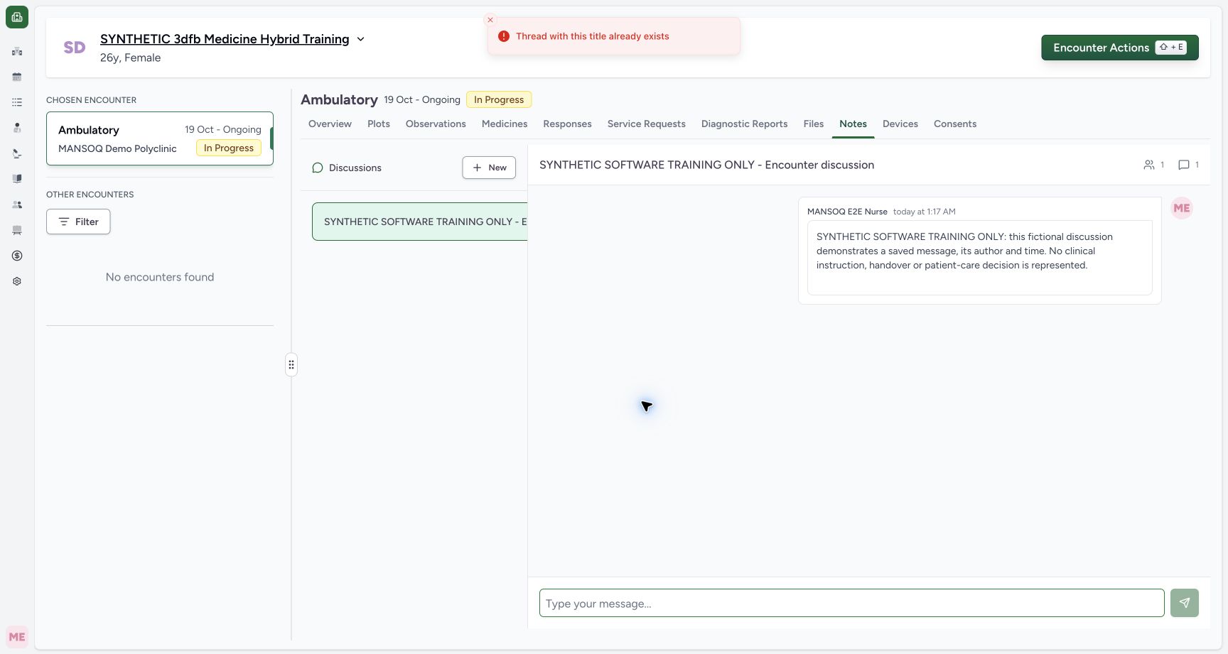 Duplicate notice readable after cancel on the synthetic training case