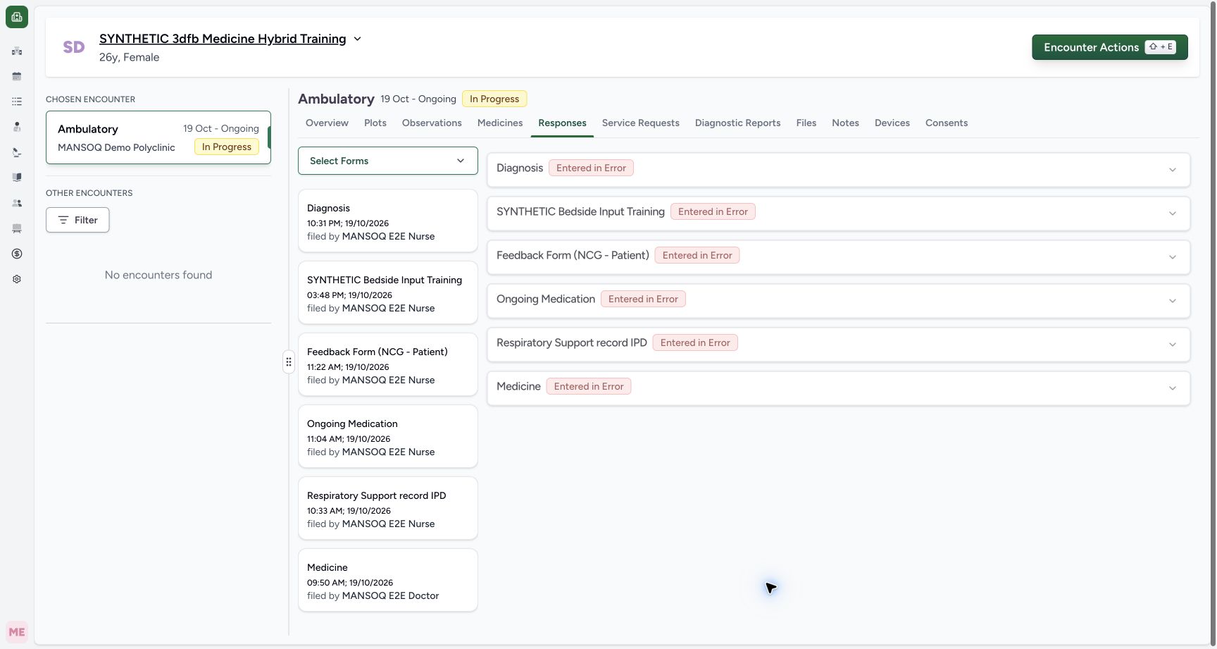Check the return after untouched Cancel. Genuine synthetic Respiratory Status software-training example.
