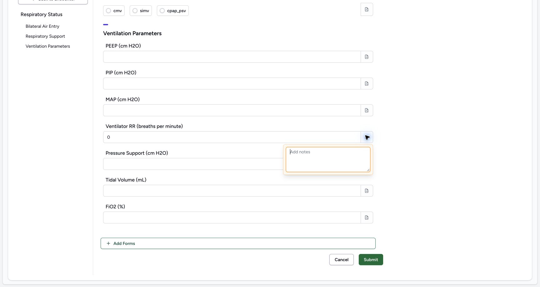 Clear the RR note. Genuine synthetic Respiratory Status software-training example.