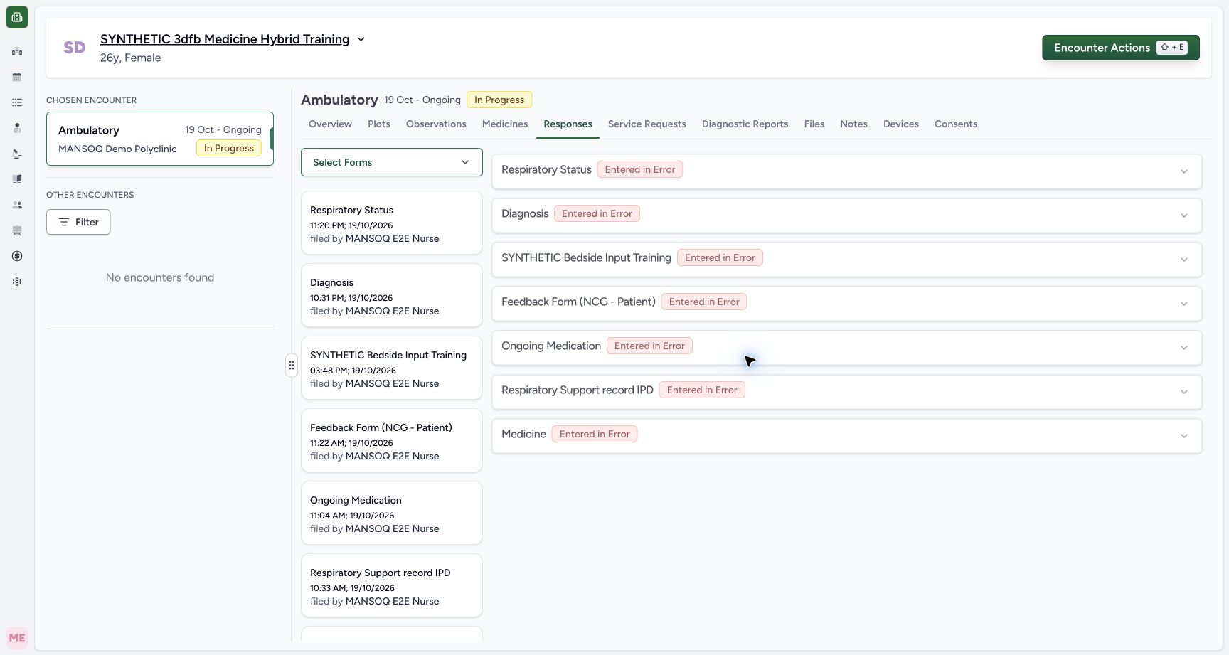 Find and expand the corrected response after reload. Genuine synthetic Respiratory Status software-training example.