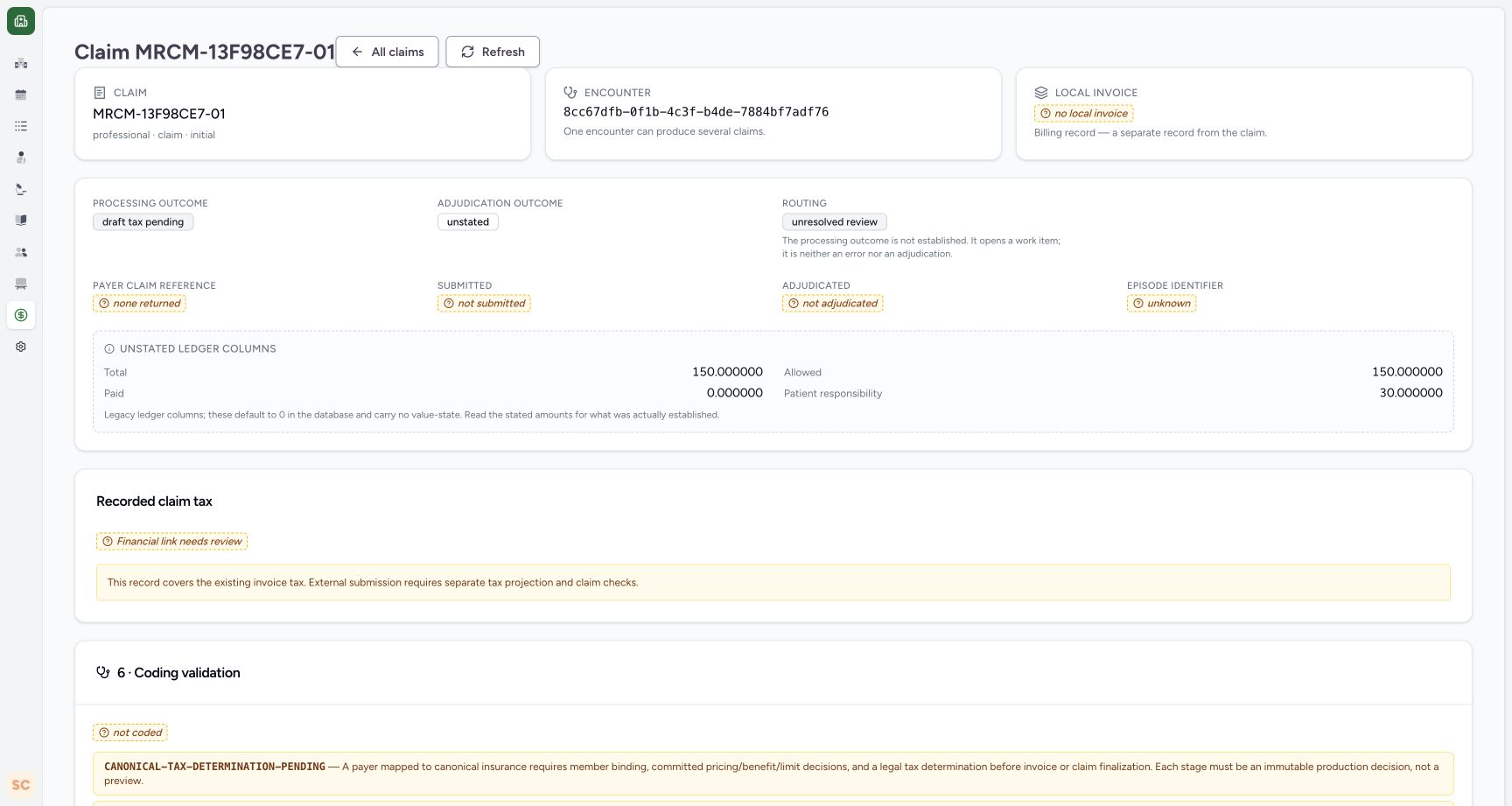 Read the preserved claim without a local invoice. Genuine wide MANSOQ screen with fictional local training records.