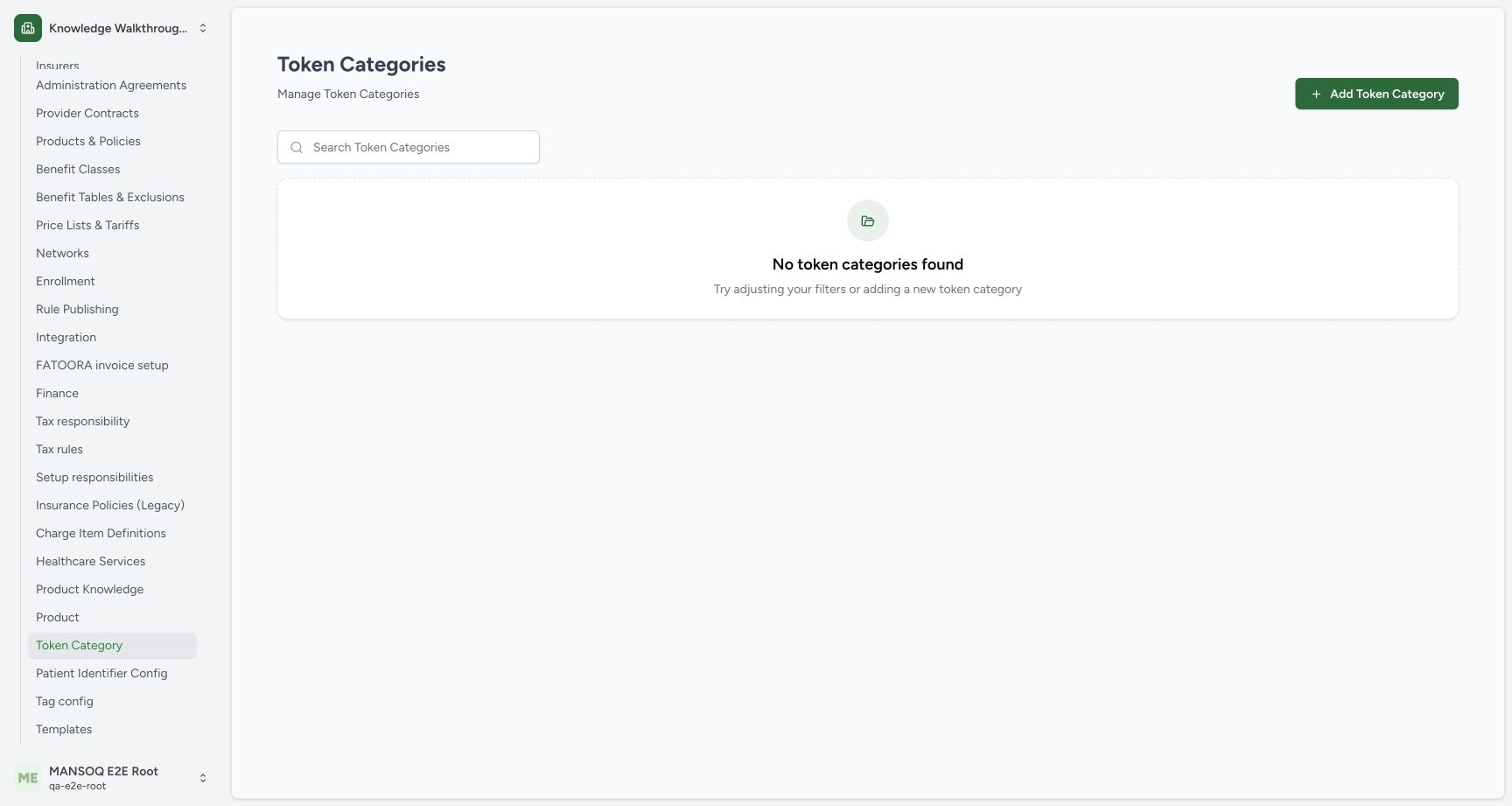 Open fictional token category setup with the preexisting setup account. Actual fictional MANSOQ teaching.