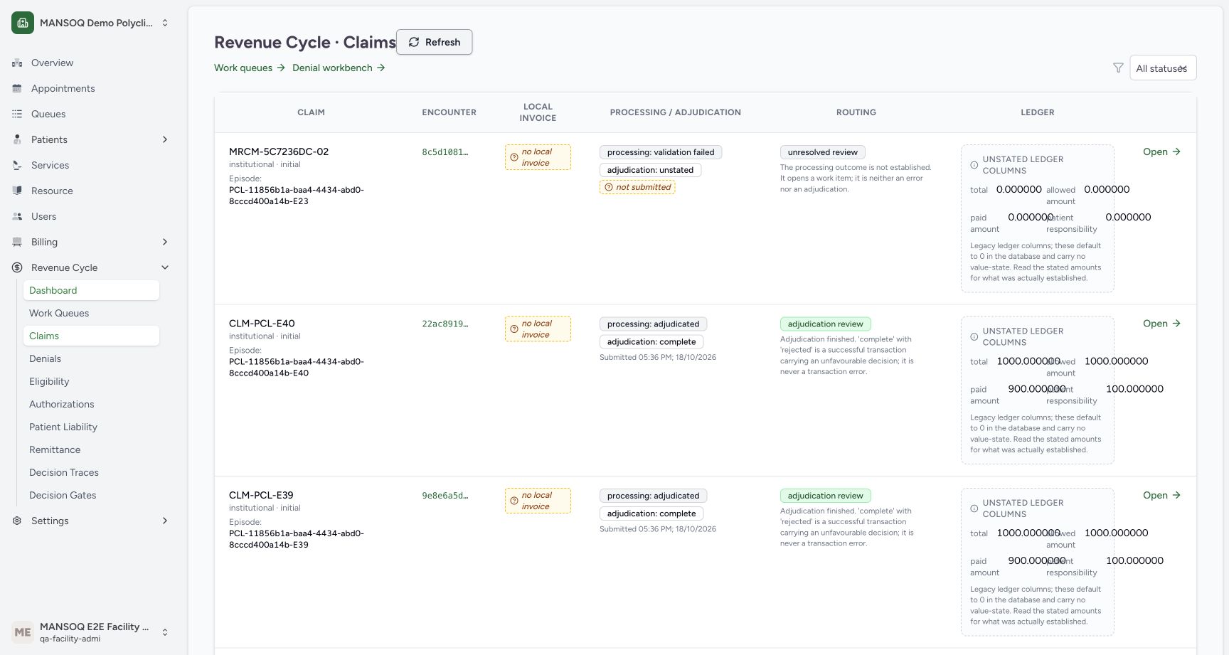 All statuses restored and refreshed. Genuine MANSOQ screen with fictional local training records.
