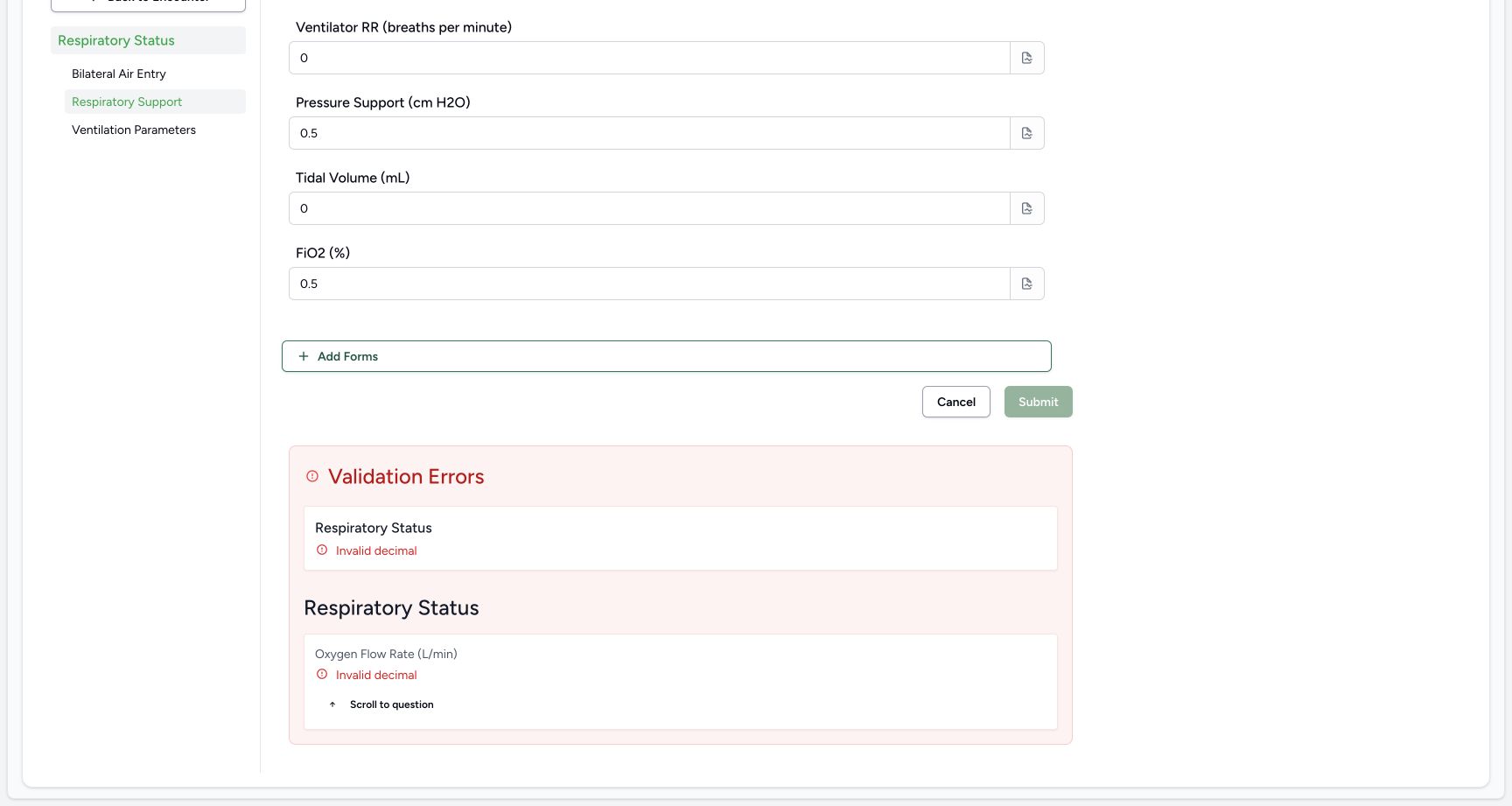 Use the actual Invalid decimal error link. Actual MANSOQ wide desktop with a fictional training case.