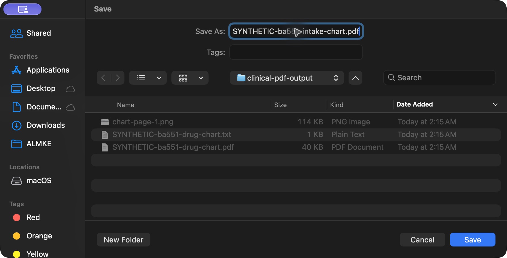 Save the nutrition chart through the macOS Save dialog. Genuine macOS Print or Save controls.