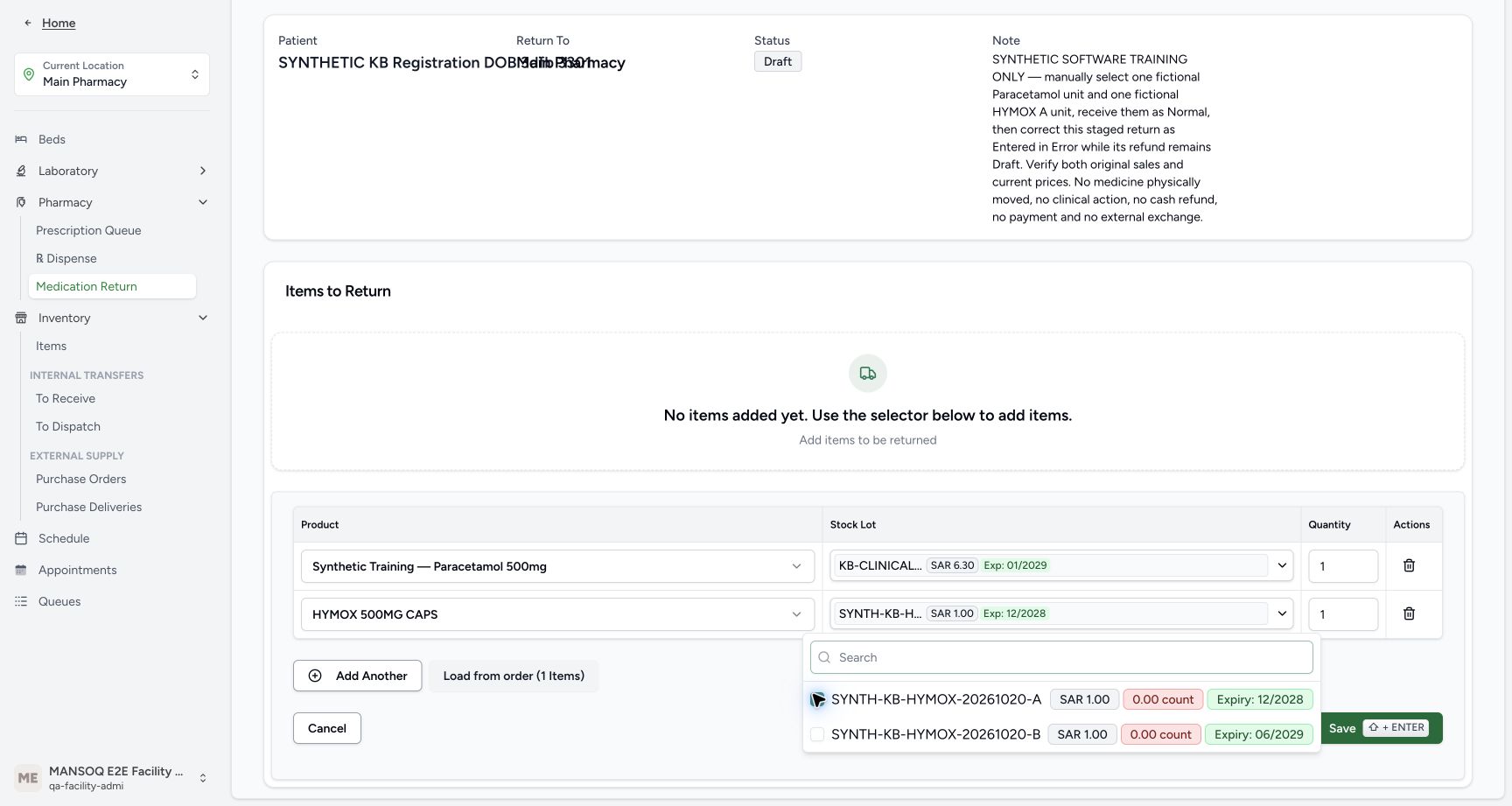 The open stock picker shows A checked and B unchecked.